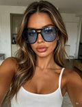Oversized Black Sunglasses – Blue Lens