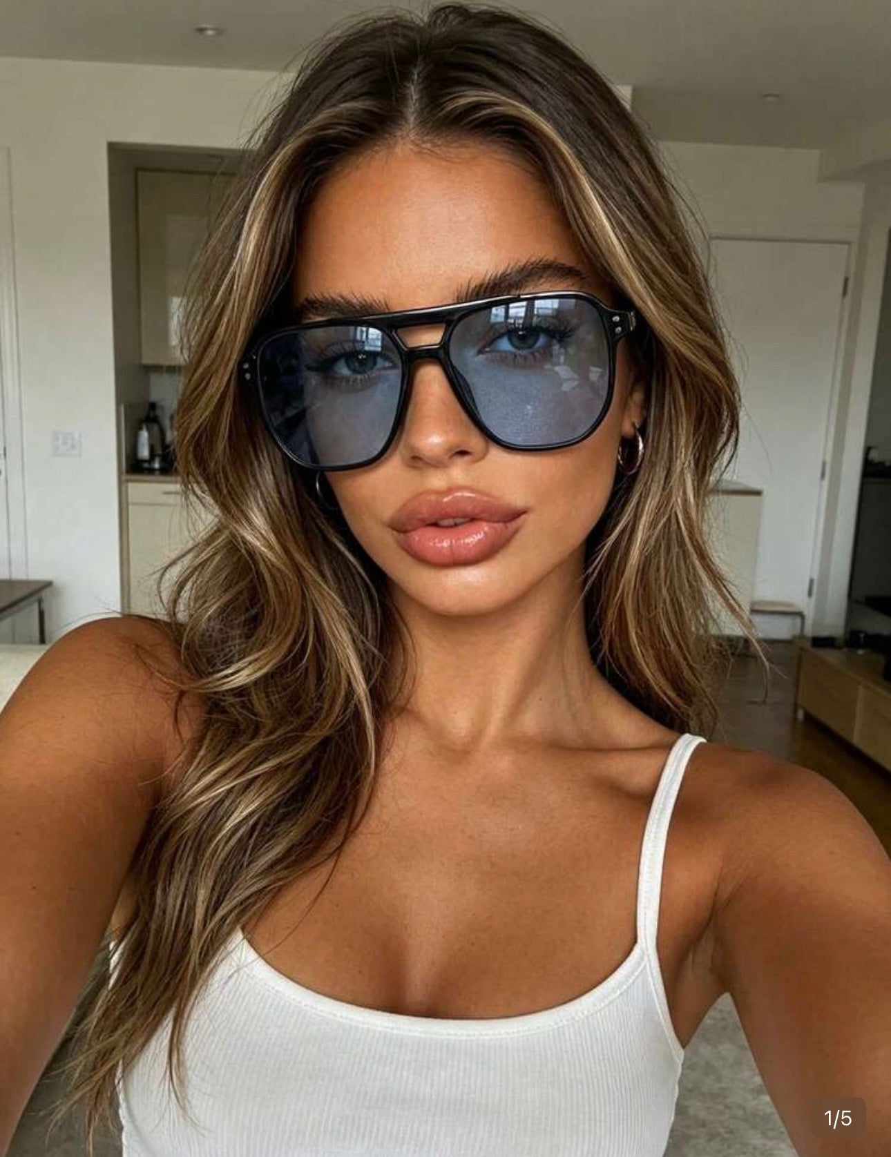Oversized Black Sunglasses – Blue Lens