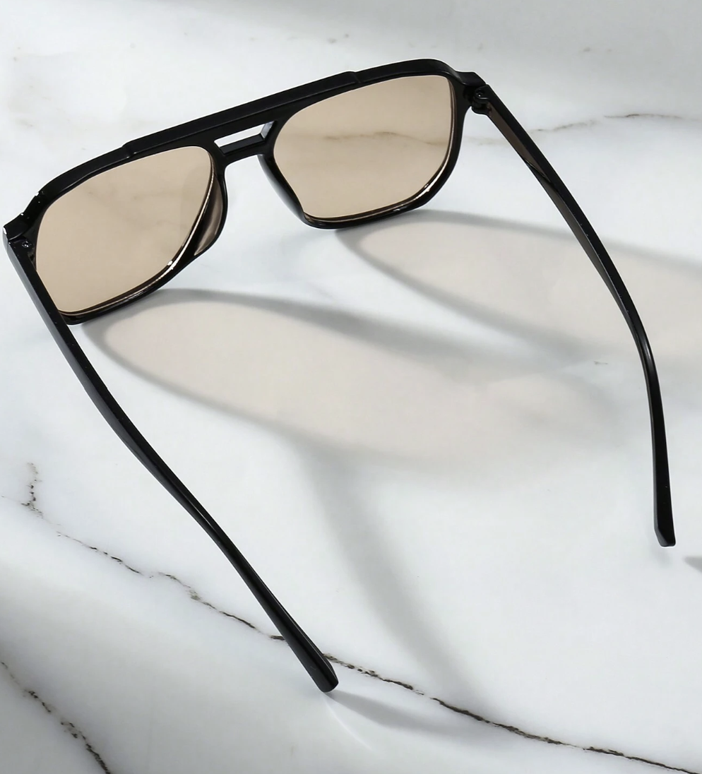Oversized Black Sunglasses – Brown Lens