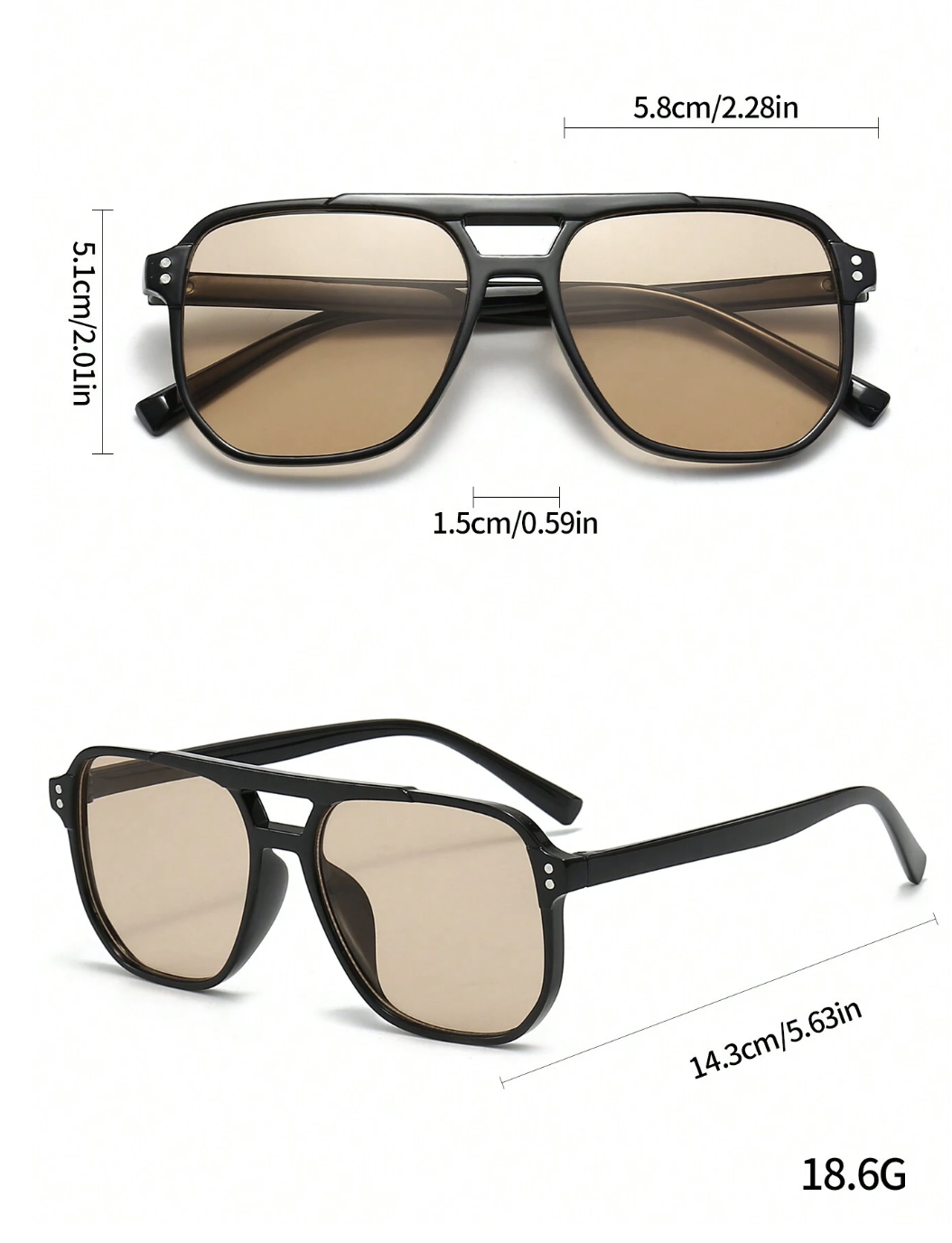Oversized Black Sunglasses – Brown Lens